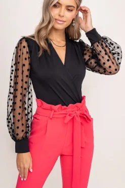 Damskie Włoski Czarne Body KAEDE Wzór 1