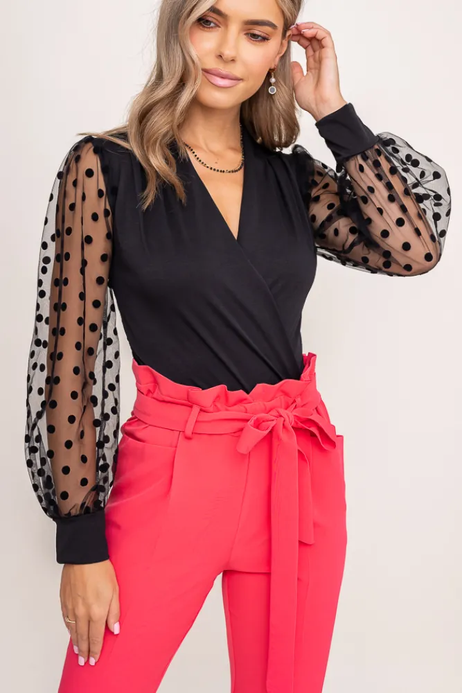 Damskie Włoski Czarne Body KAEDE Wzór 1