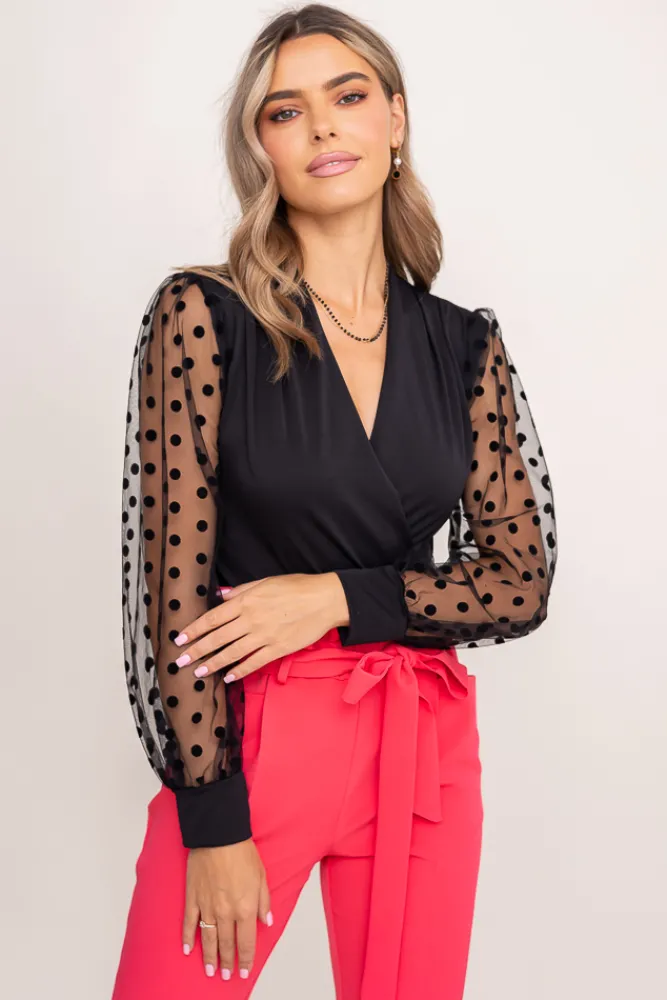 Damskie Włoski Czarne Body KAEDE Wzór 1