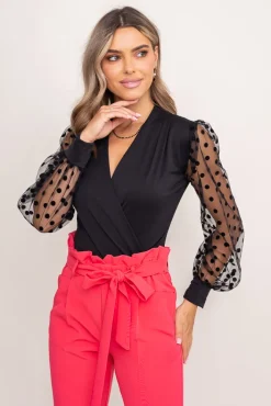 Damskie Włoski Czarne Body KAEDE Wzór 1