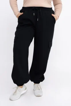 Damskie Włoski Czarne dresowe Spodnie bojówki HAGIDA