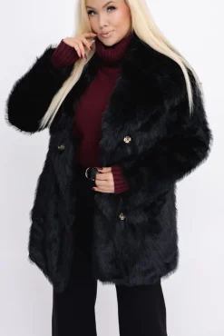 Damskie Włoski Czarne Futro LILIEN