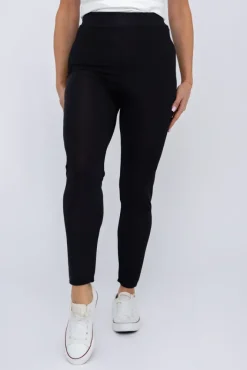 Polski Czarne Legginsy prążkowane STRIPO