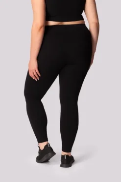 Polski Czarne Legginsy prążkowane RIBBED