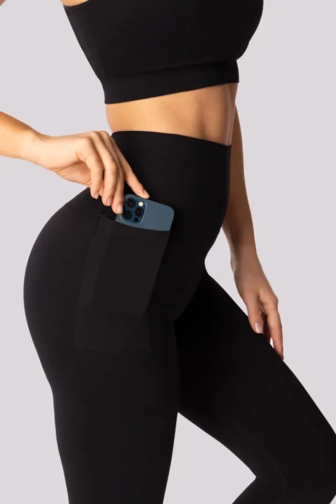 Polski Czarne Legginsy z kieszonką BASE