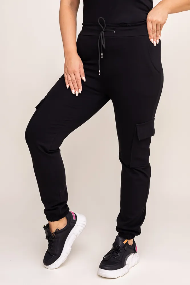 Damskie Włoski Czarne Spodnie bojówki LENVI