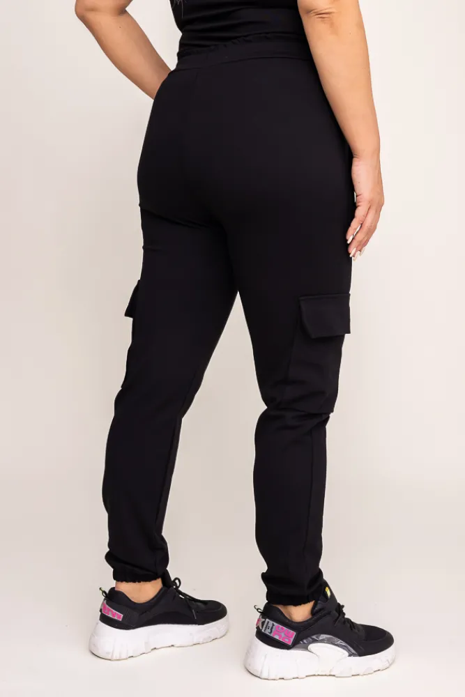 Damskie Włoski Czarne Spodnie bojówki LENVI