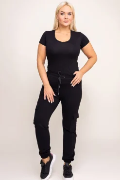 Damskie Włoski Czarne Spodnie bojówki LENVI