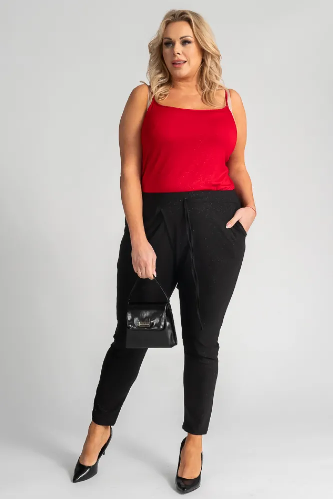 Damskie Polski Czarne Spodnie brokatowe BULIO