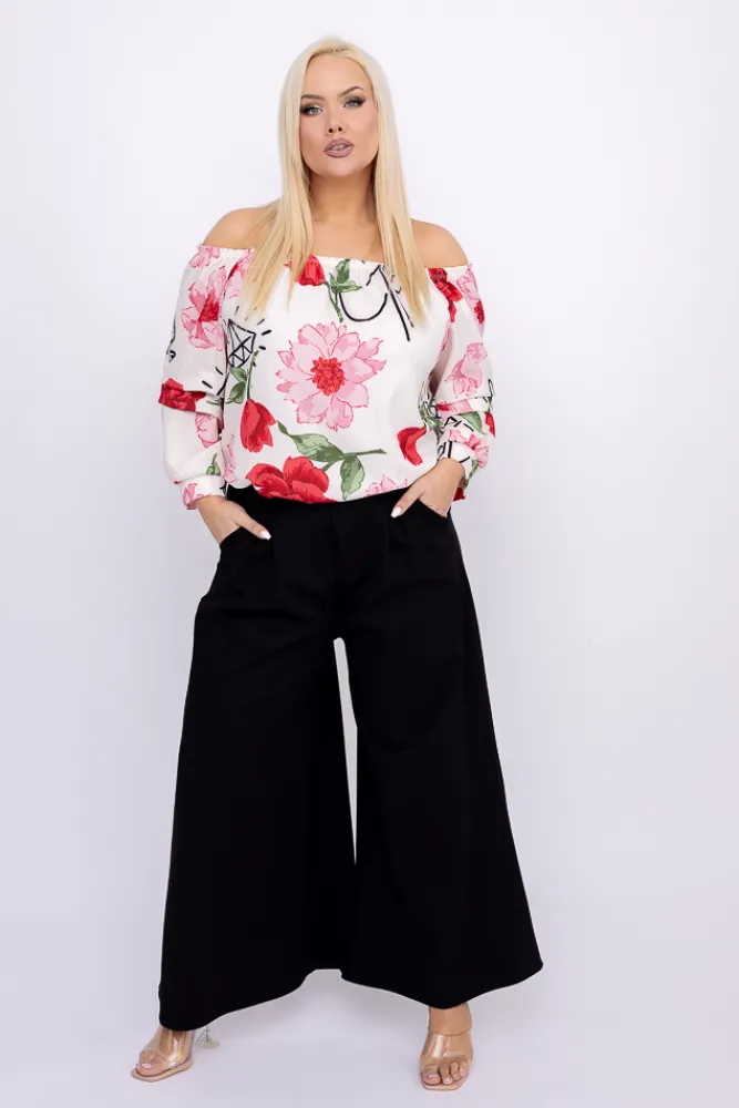 Damskie Polski Czarne Spodnie dzwony ARKADO