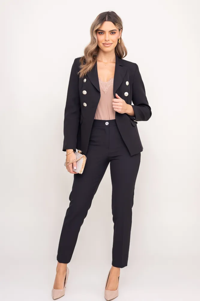 Damskie Polski Czarne Spodnie garniturowe TEMIDA