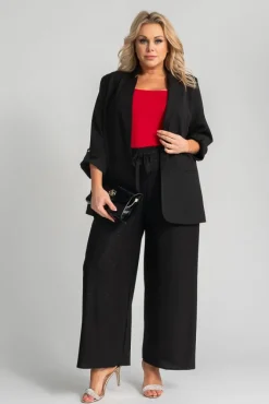 Damskie Polski Czarne Spodnie kuloty brokatowe WIGIO