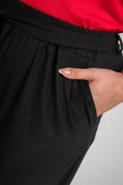 Damskie Polski Czarne Spodnie kuloty brokatowe WIGIO