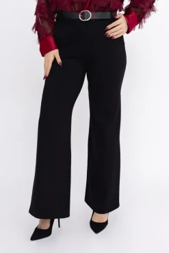 Damskie Włoski Czarne Spodnie z paskiem NERIO