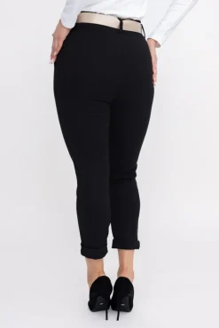 Damskie Włoski Czarne Spodnie z paskiem ARTEMIS