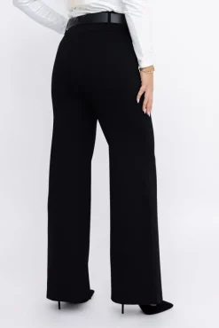 Damskie Włoski Czarne Spodnie z paskiem TRIMI