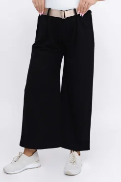 Damskie Włoski Czarne Spodnie z paskiem SALIA