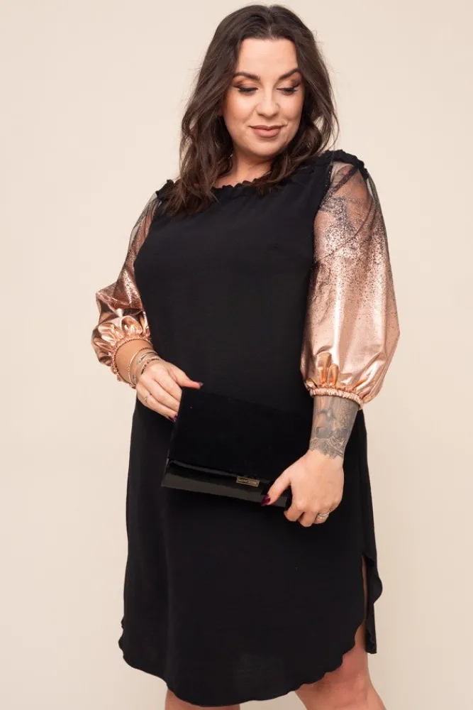 Polski Czarno- złota Sukienka TINA