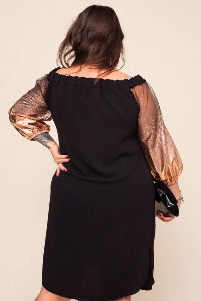 Polski Czarno- złota Sukienka TINA