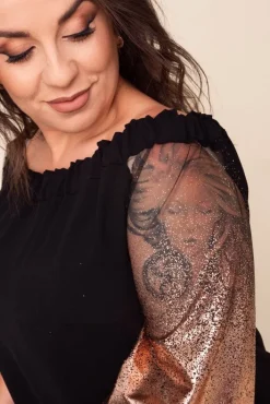 Polski Czarno- złota Sukienka TINA