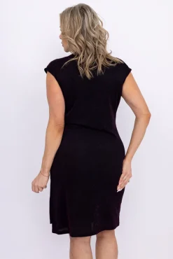 Polski Czarno-amarantowa Sukienka błyszcząca VENGA