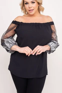 Damskie Polski Czarno-Srebrna Bluzka LAURES