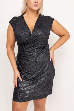 Polski Czarno-srebrna Sukienka brokatowa VENZIN