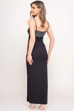 Polski Czarno-srebrna Sukienka z cekinami SELIA