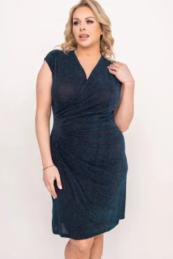 Polski Czarno-turkusowa Sukienka błyszcząca VENGA