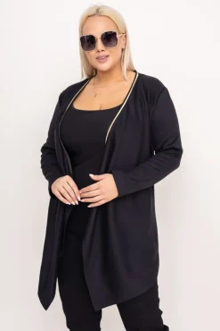 Damskie Polski Czarno-złoty Kardigan asymetryczny KERMI