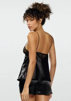 Polski Czarny Komplet satynowy CLEMENTINA