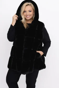 Damskie Włoski Kożuszek z kapturem FIRIO