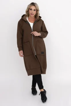 Damskie Włoski Czekoladowa Bluza ocieplana VERMEN