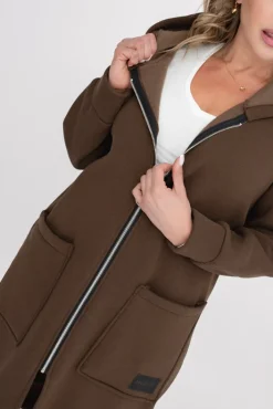 Damskie Włoski Czekoladowa Bluza ocieplana VERMEN