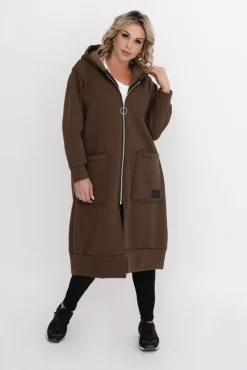 Damskie Włoski Czekoladowa Bluza ocieplana VERMEN