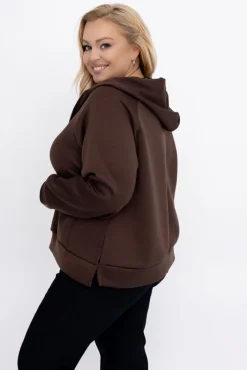 Damskie Włoski Czekoladowa Bluza z kapturem DERVIN