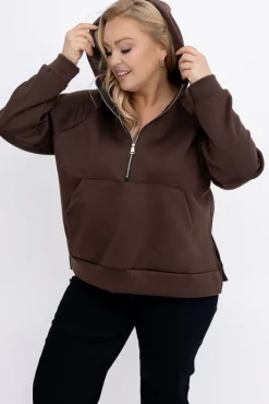 Damskie Włoski Czekoladowa Bluza z kapturem DERVIN