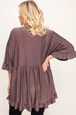 Damskie Polski Czekoladowa Bluzka brokatowa MISTI