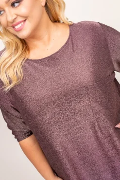 Damskie Polski Czekoladowa Bluzka błyszcząca GENTI