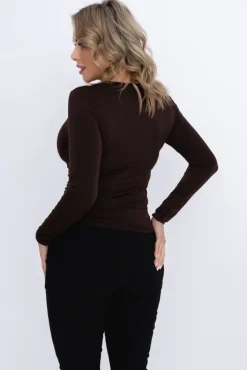 Damskie Włoski Czekoladowa Bluzka elegancka DENORI