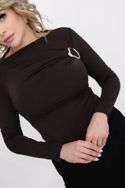 Damskie Włoski Czekoladowa Bluzka HEXALIO