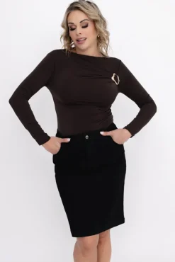 Damskie Włoski Czekoladowa Bluzka HEXALIO