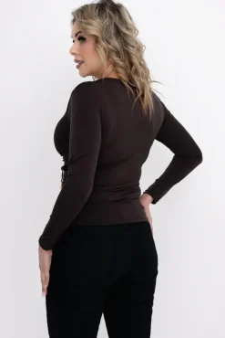 Damskie Włoski Czekoladowa Bluzka NEQTI