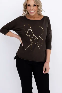 Damskie Włoski Czekoladowa Bluzka REVUMI Wzór 13