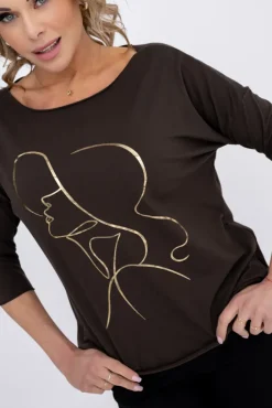 Damskie Włoski Czekoladowa Bluzka REVUMI Wzór 13