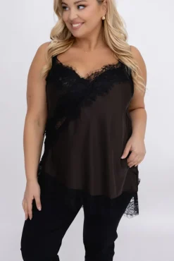 Damskie Włoski Czekoladowa Bluzka satynowa JEZZI