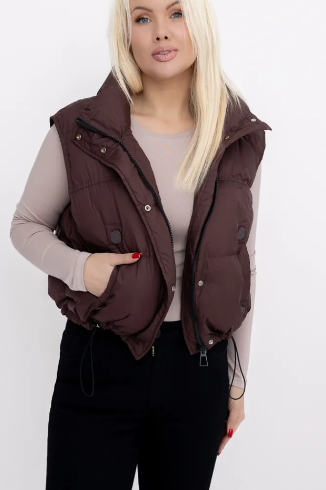 Damskie Czekoladowa Kamizelka ocieplana BISHIO