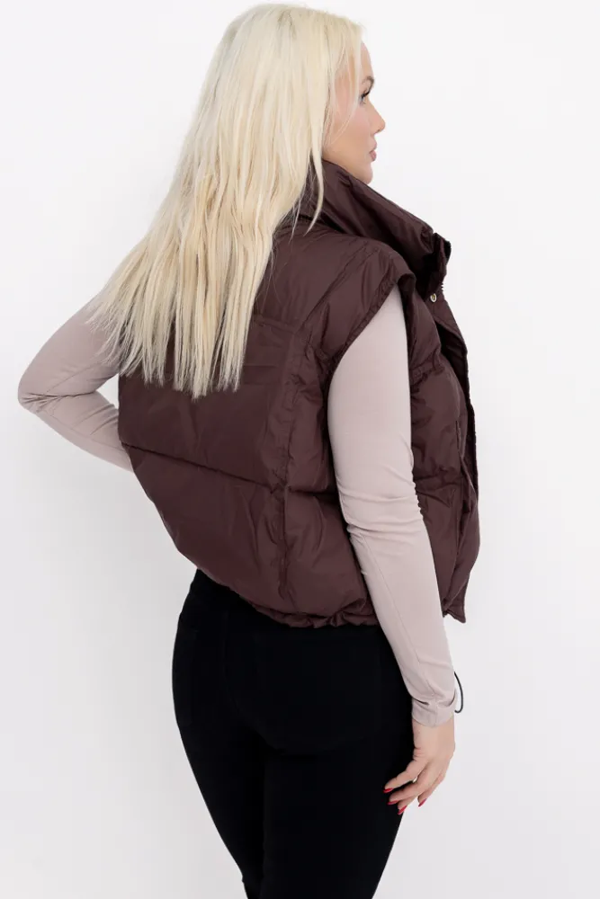 Damskie Czekoladowa Kamizelka ocieplana BISHIO