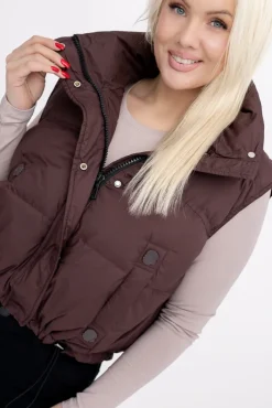 Damskie Czekoladowa Kamizelka ocieplana BISHIO