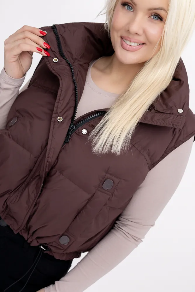 Damskie Czekoladowa Kamizelka ocieplana BISHIO